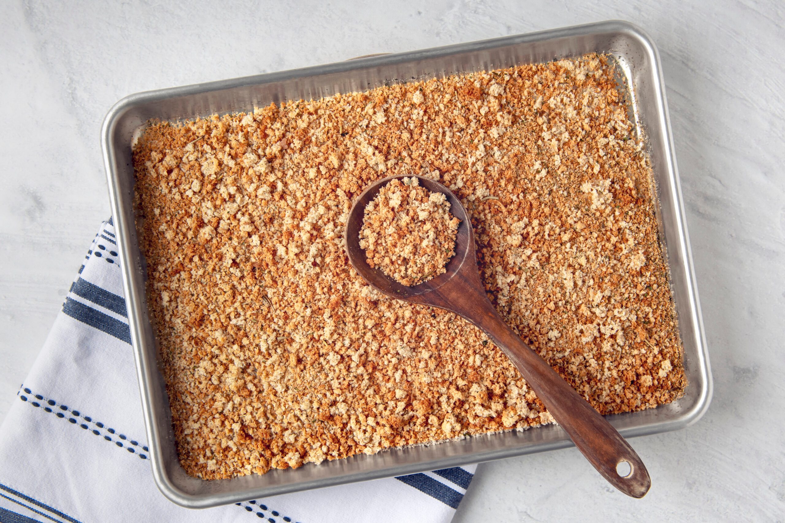 Overhead Shot Of Seasoned Bread Crumbs