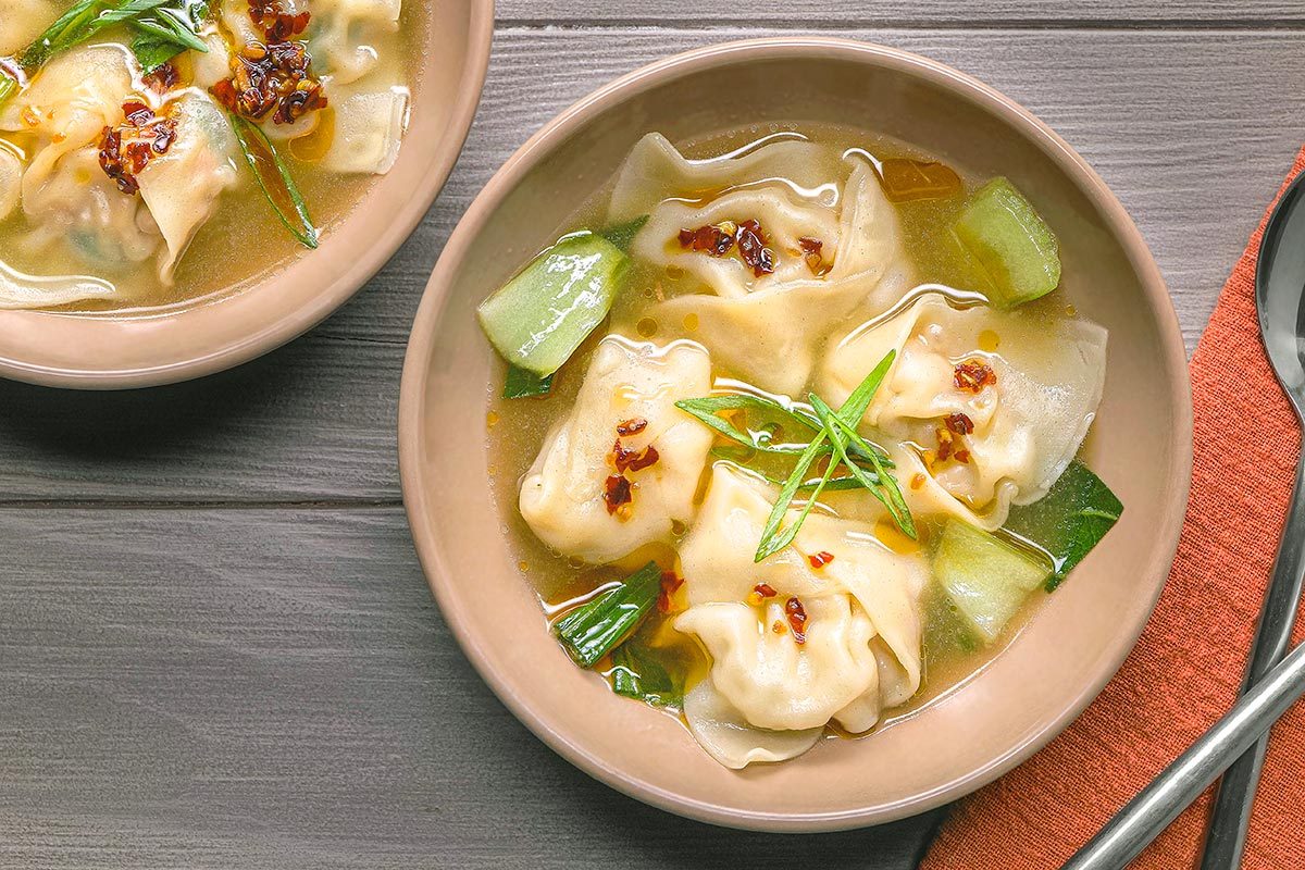 Wonton Soup served in two bowls