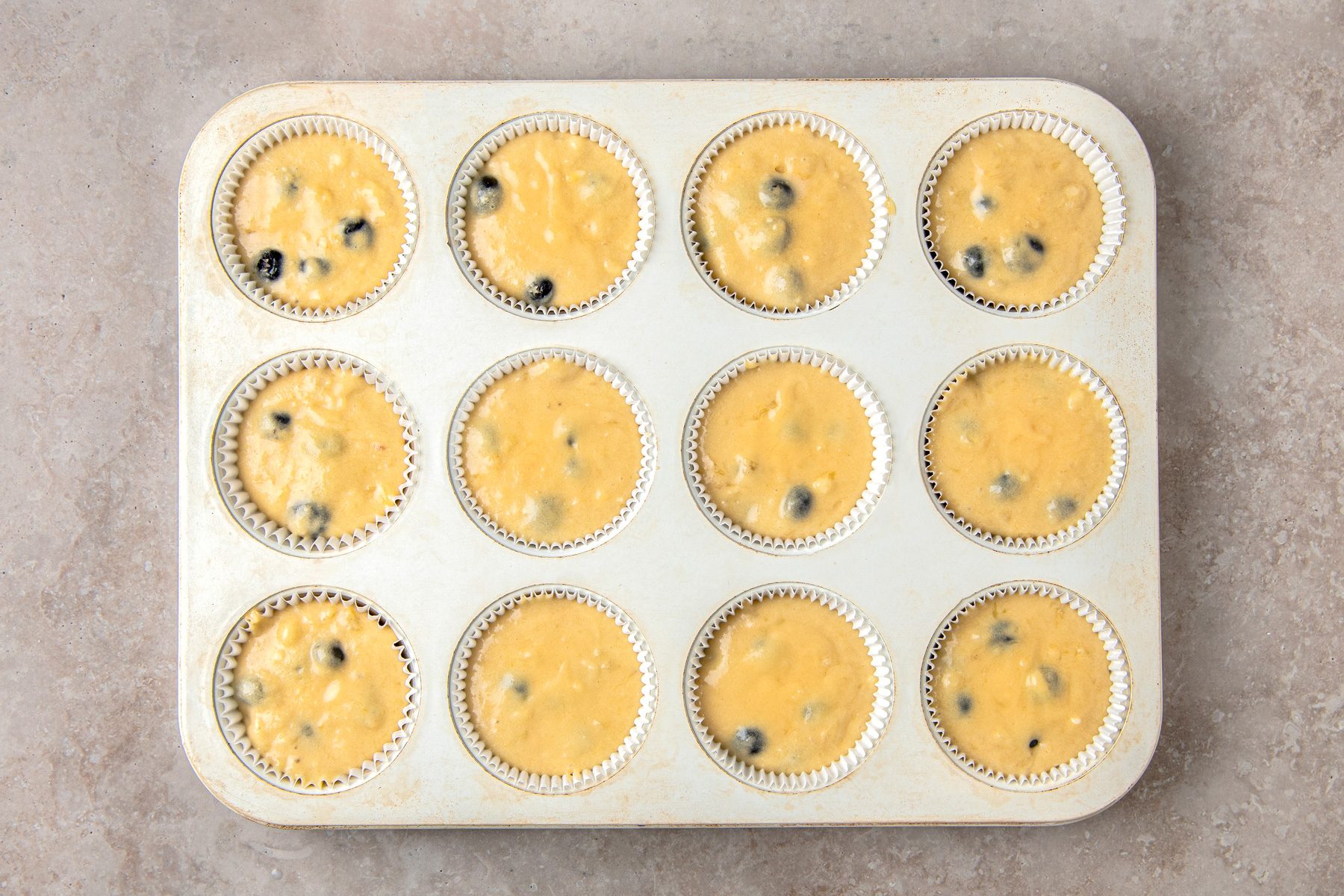 Fill prepared muffin cups three-fourths full