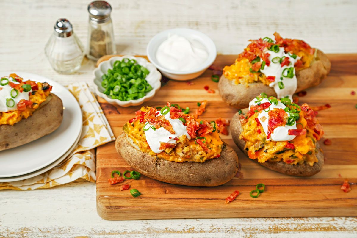 Baked Potato served and ready to eat for breakfast
