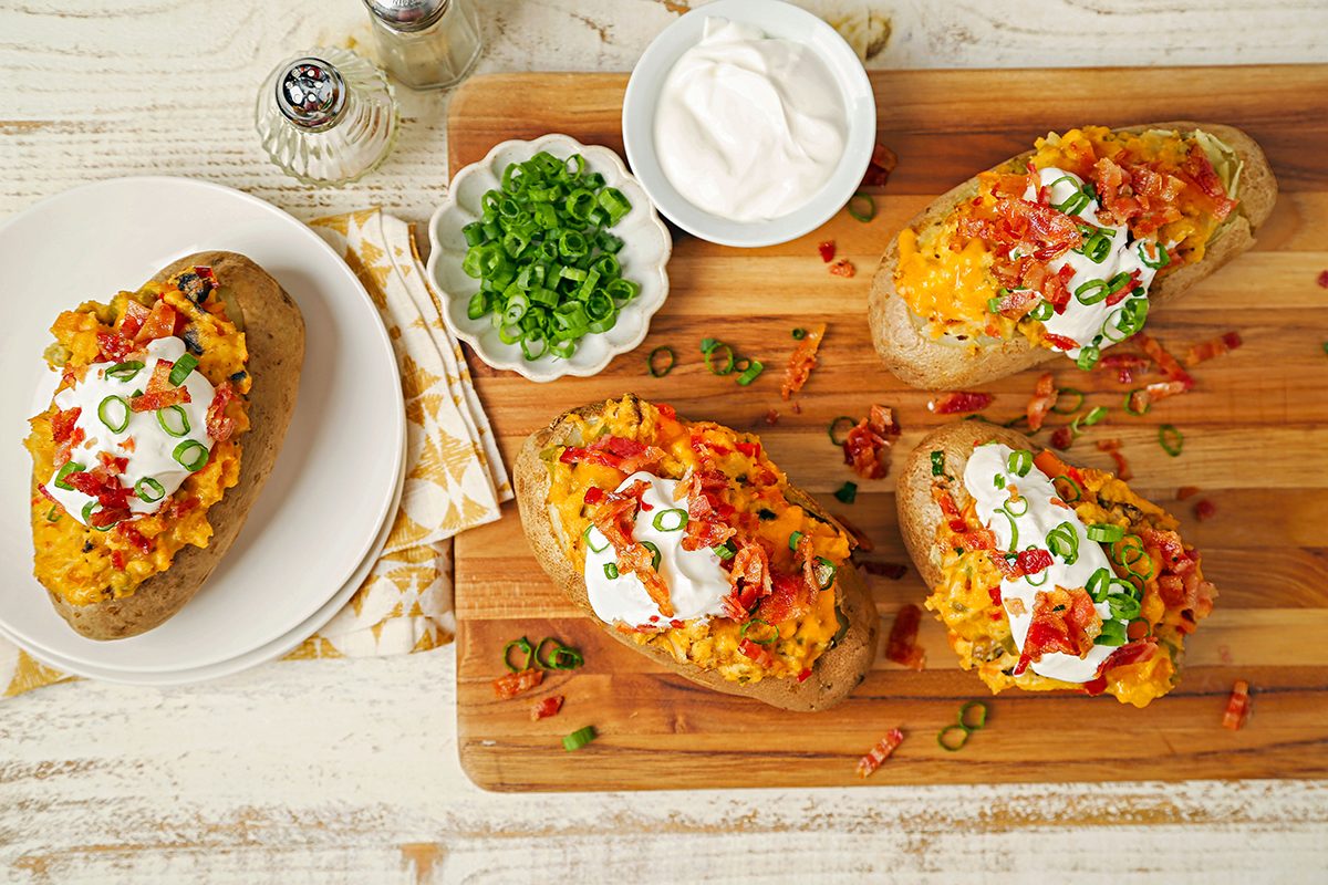 Baked Potato served and ready to eat for breakfast