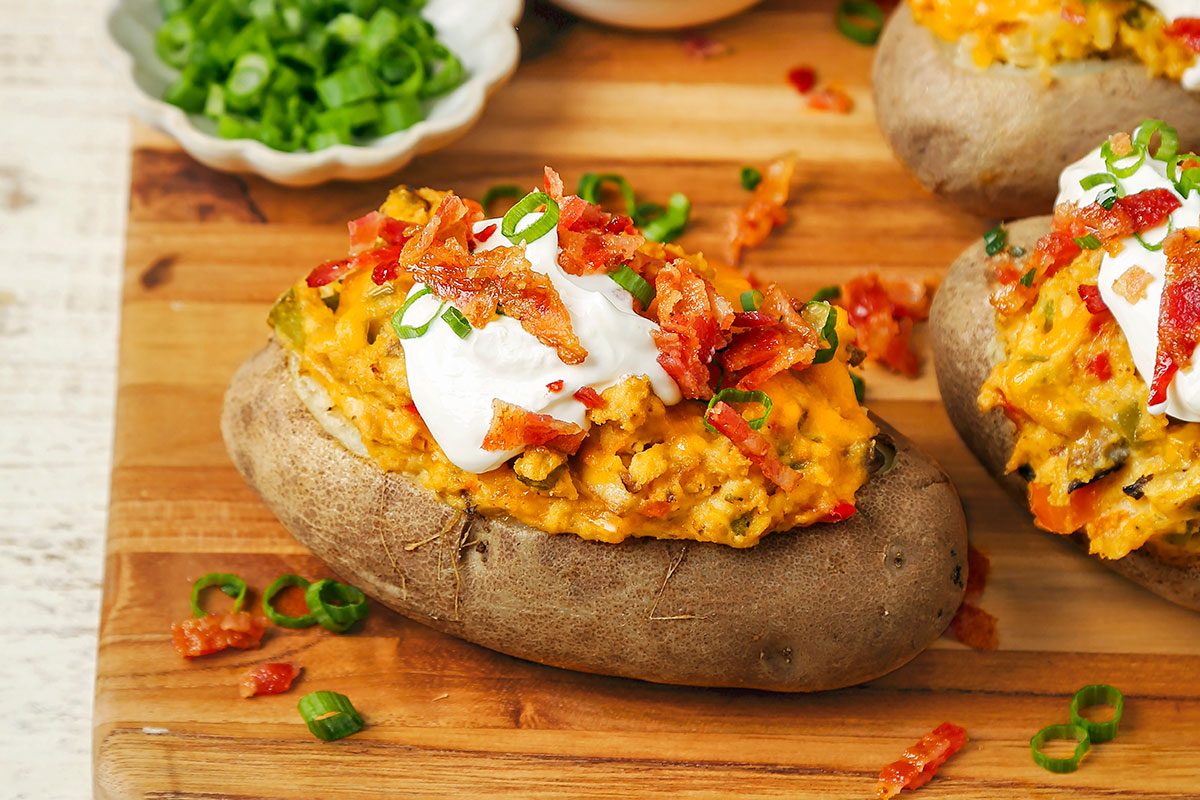 Baked Potato served and ready to eat for breakfast