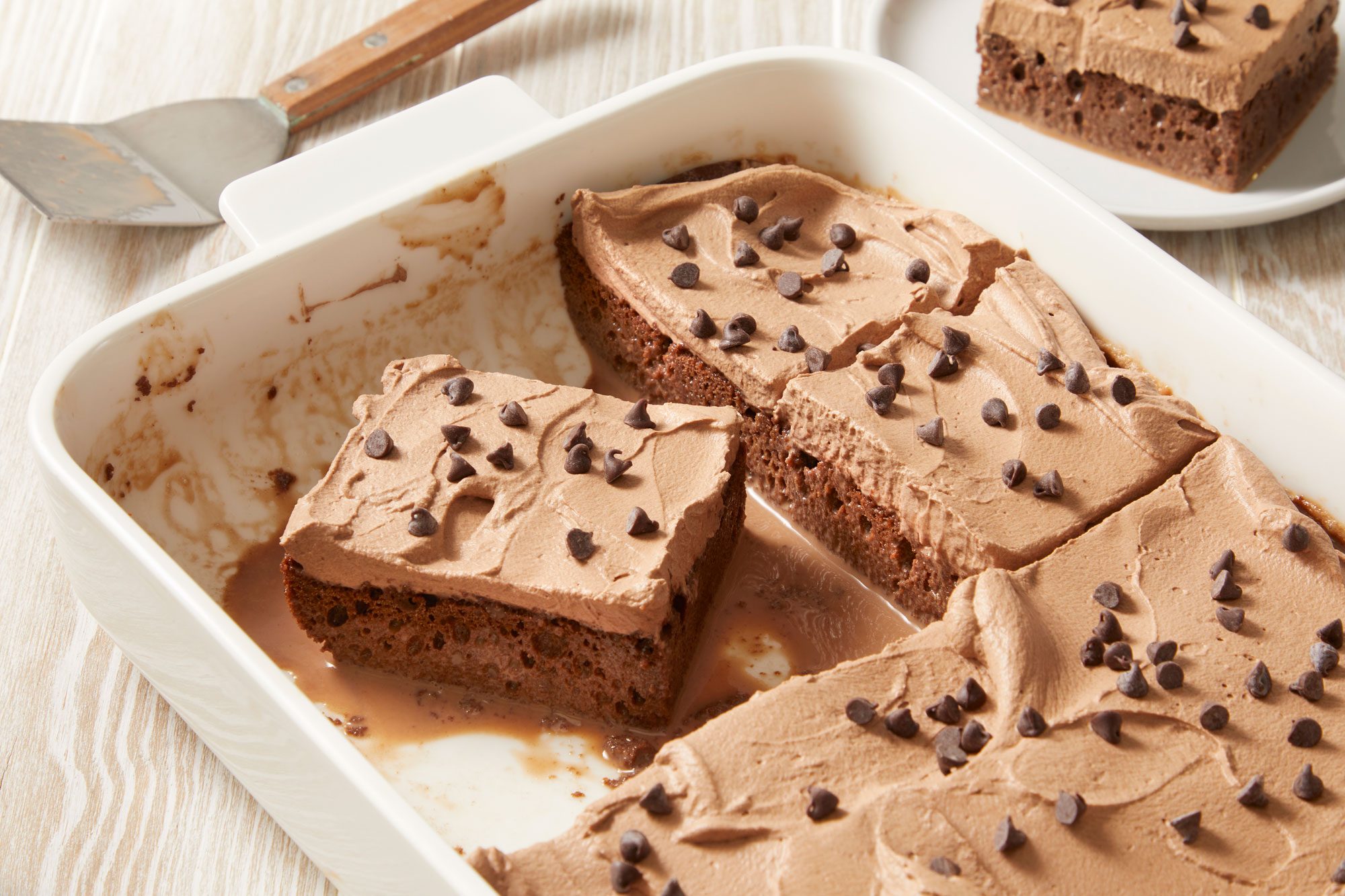 3/4th shot of Chocolate Tres Leches Cake