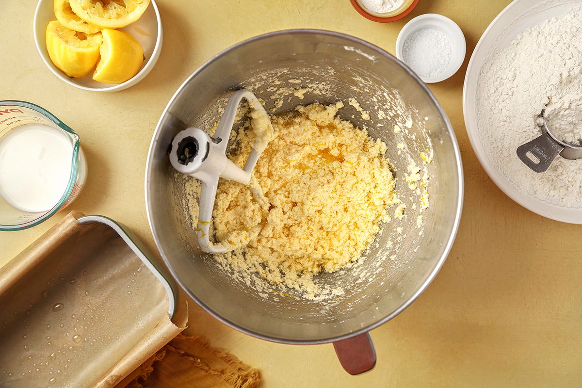 Butter; sugar; eggs and lemon juice beaten together in a large bowl