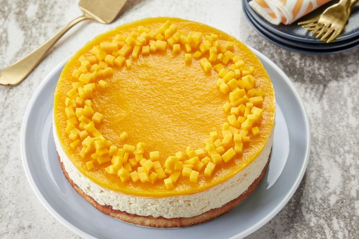 Mango Mousse Cake in a plate