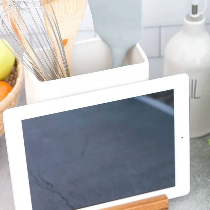 Utensil Crock With Tablet Holder