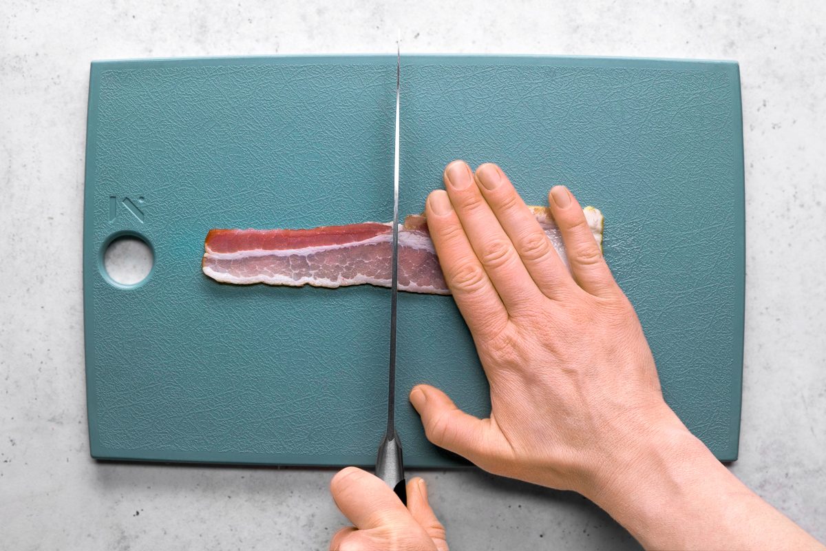 bacon strip cut in half widthwise