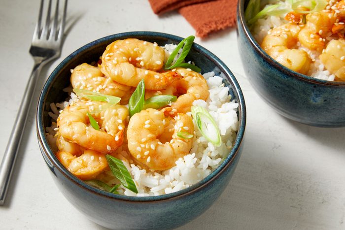 3/4th shot of Sesame Shrimp