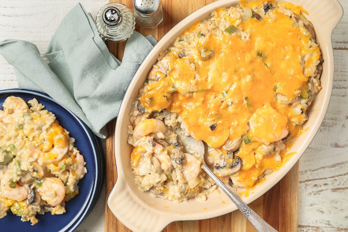 Top Shot of Shrimp And Rice Casserole 