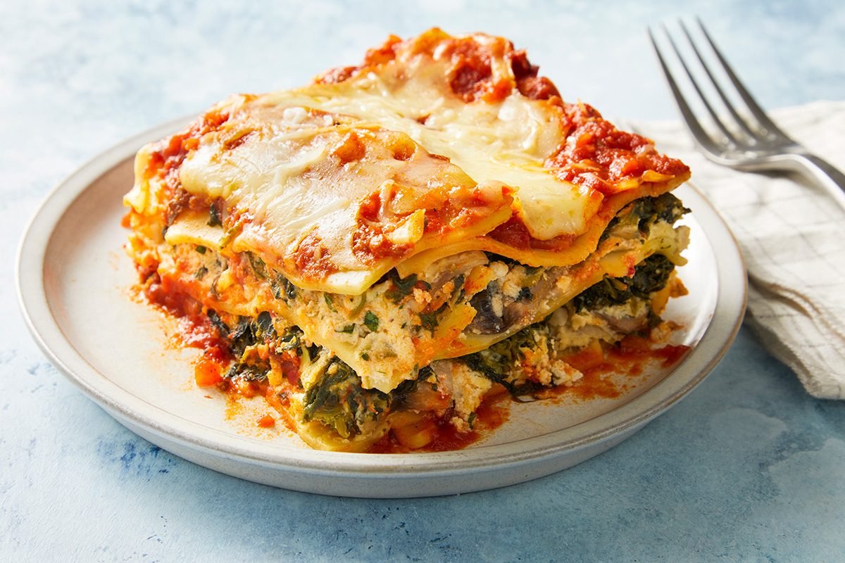 Close up shot of Tofu Lasagna