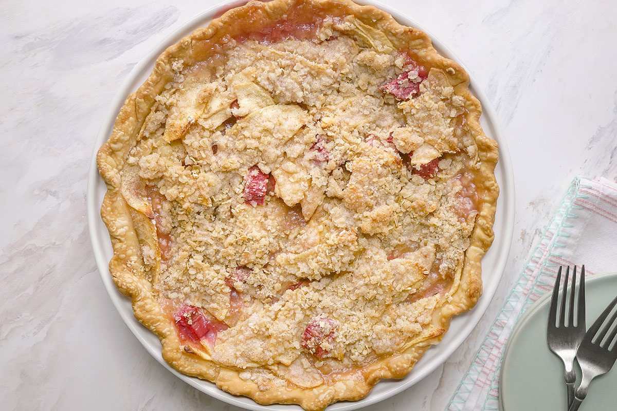 Apple Rhubarb Pie full round pie top shot sweet treat home recipe