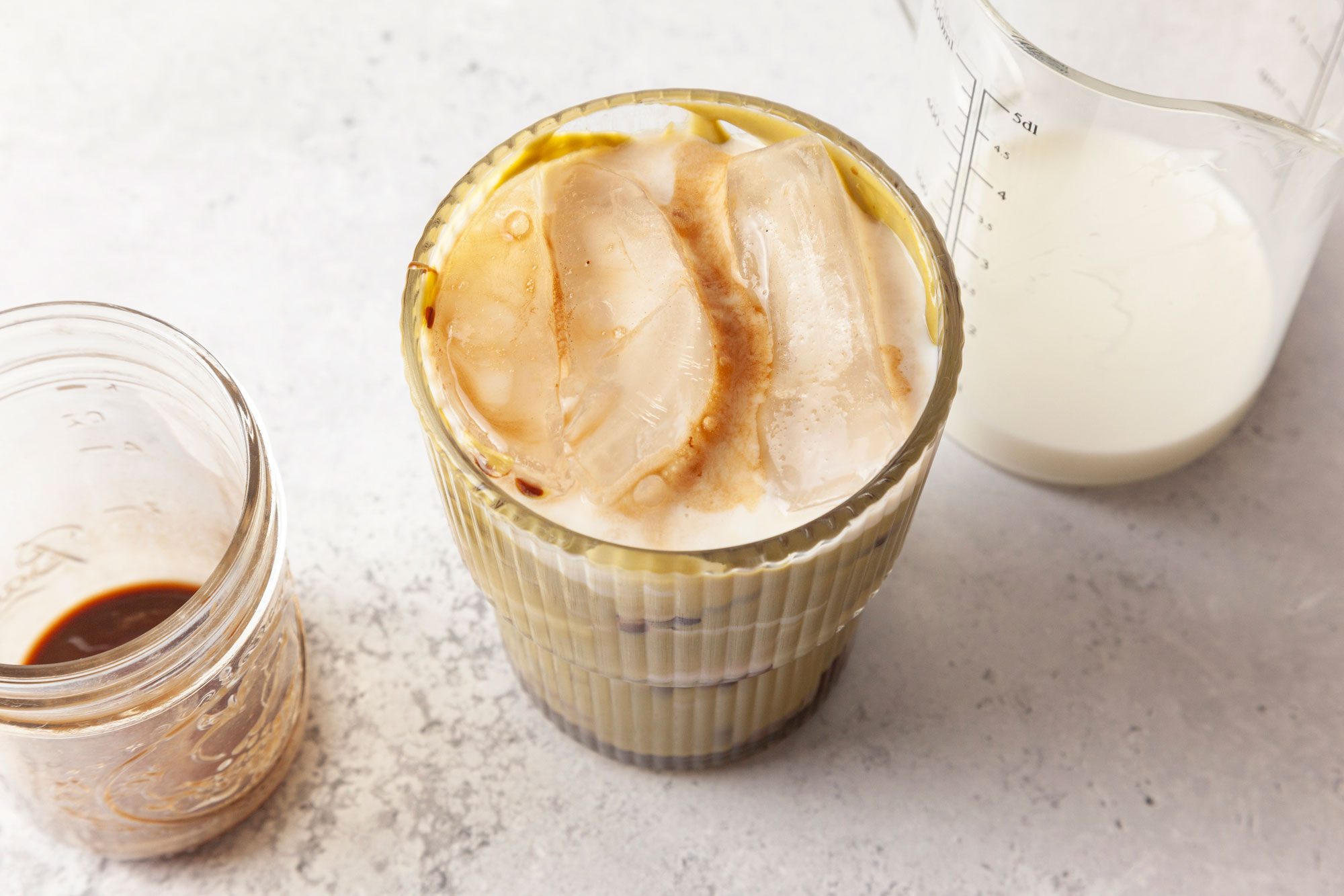 Top with milk and chocolate espresso