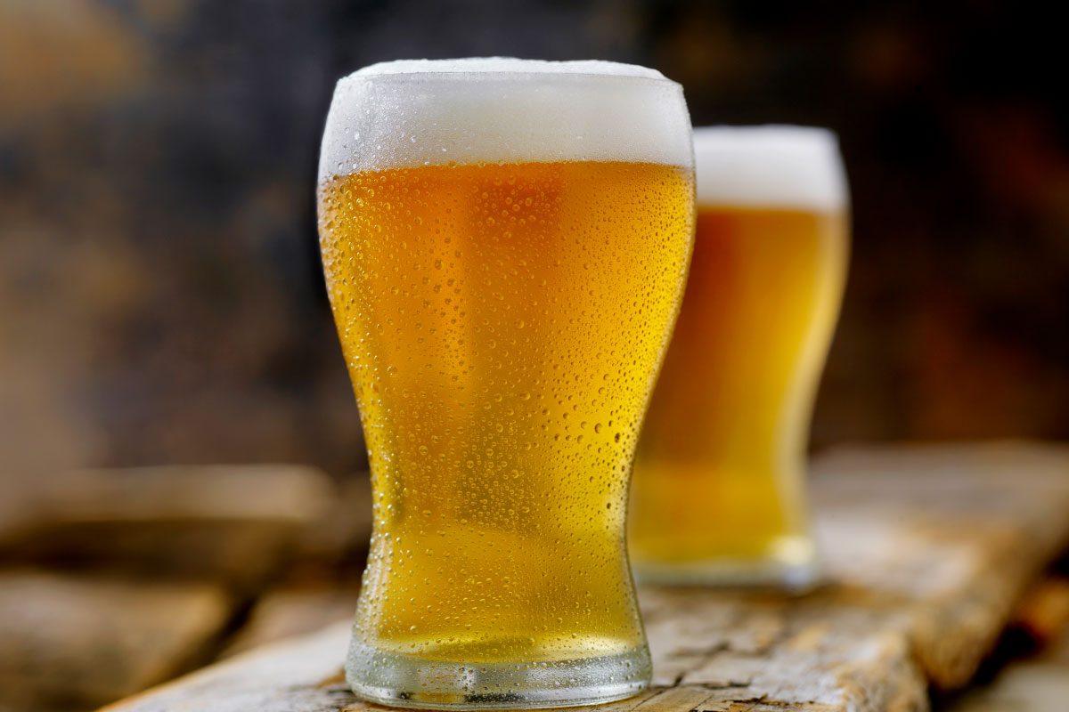 Beer mugs on a table