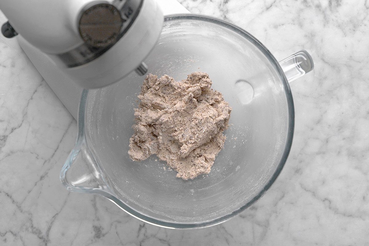 Topping is being mixed in a jar