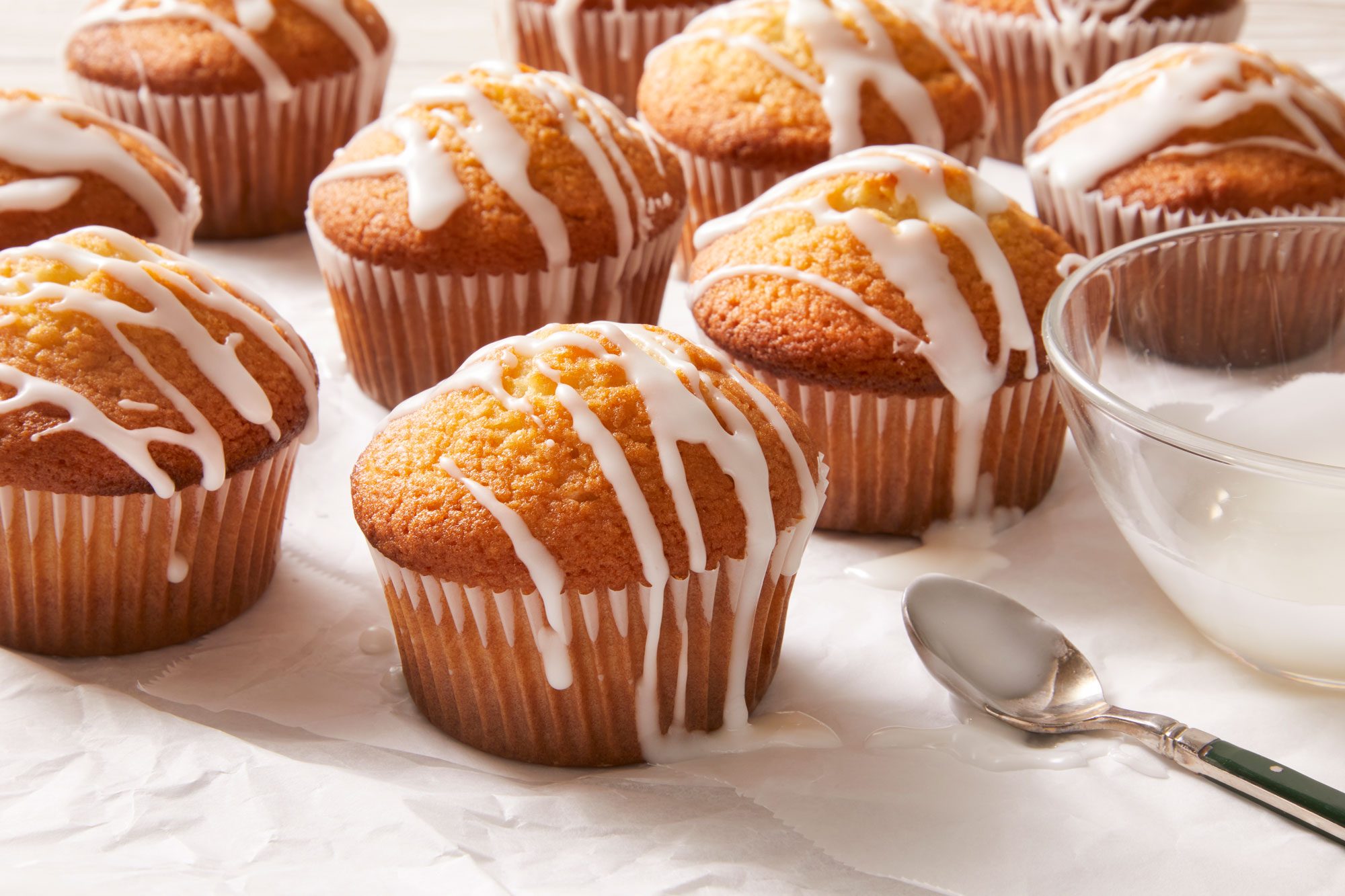 3/4 shot of Lemon Pound Cake Muffins