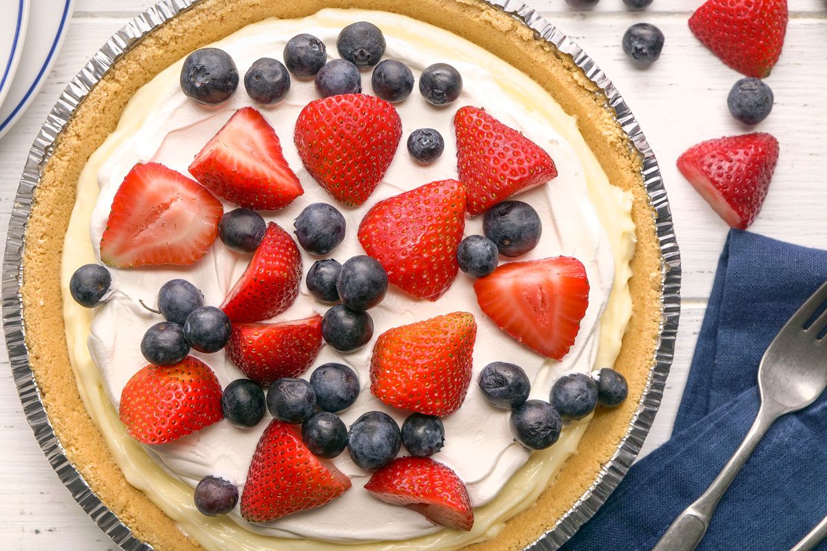 overhead shot of a Red White And Blue Pie