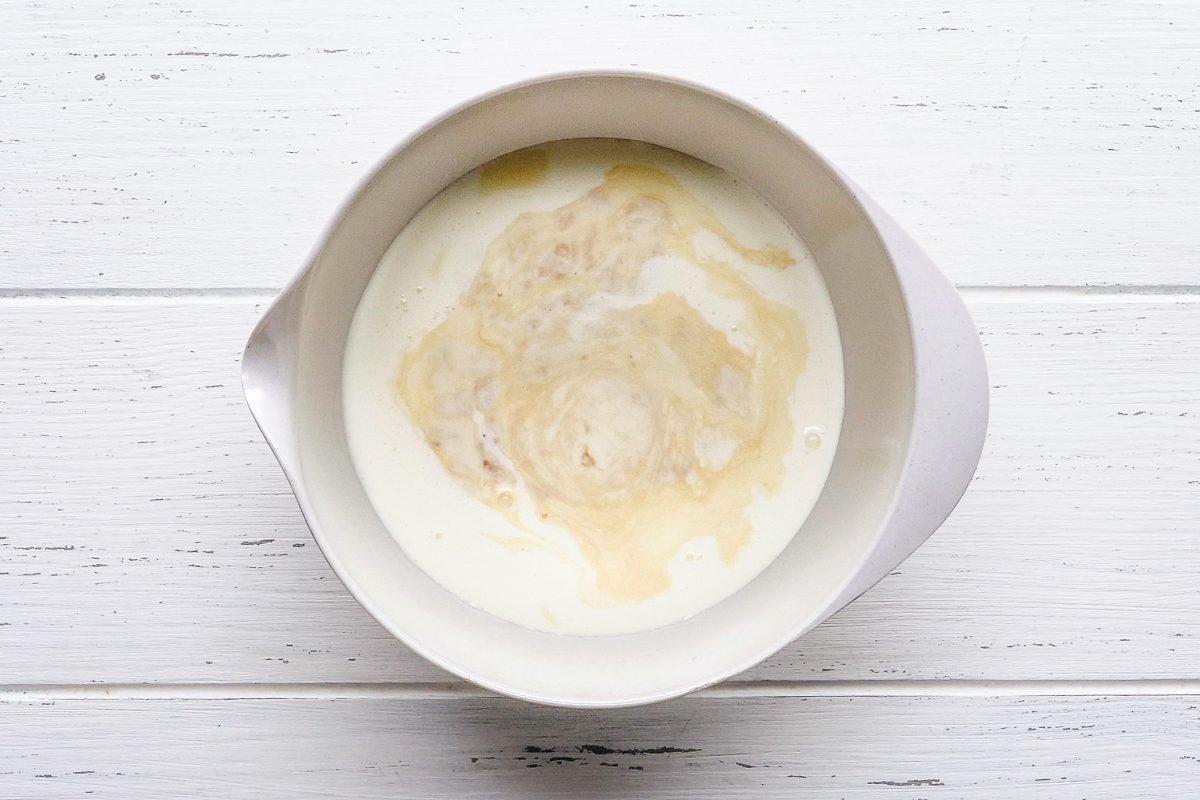 whole wheat pastry flour, all-purpose flour, sugar, baking powder, ground cardamom and salt whisked in a large bowl