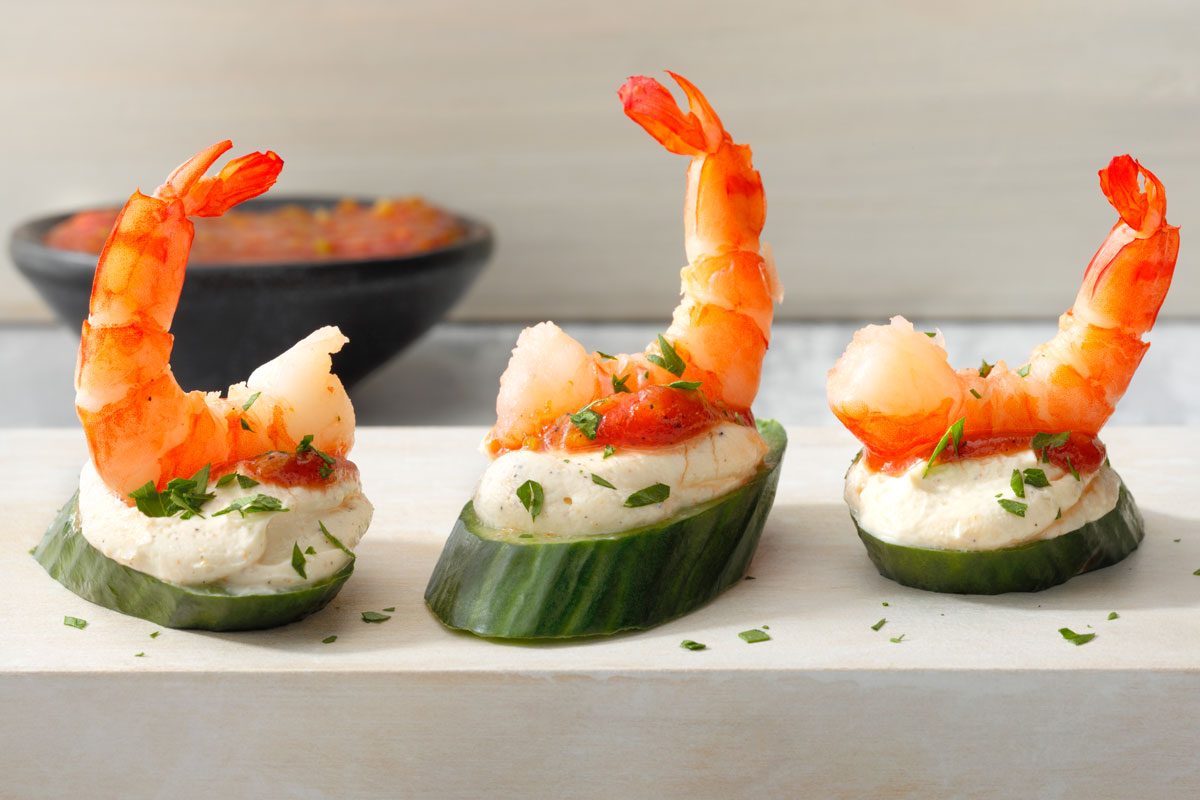 table view shot of Shrimp And Cucumber Canapes