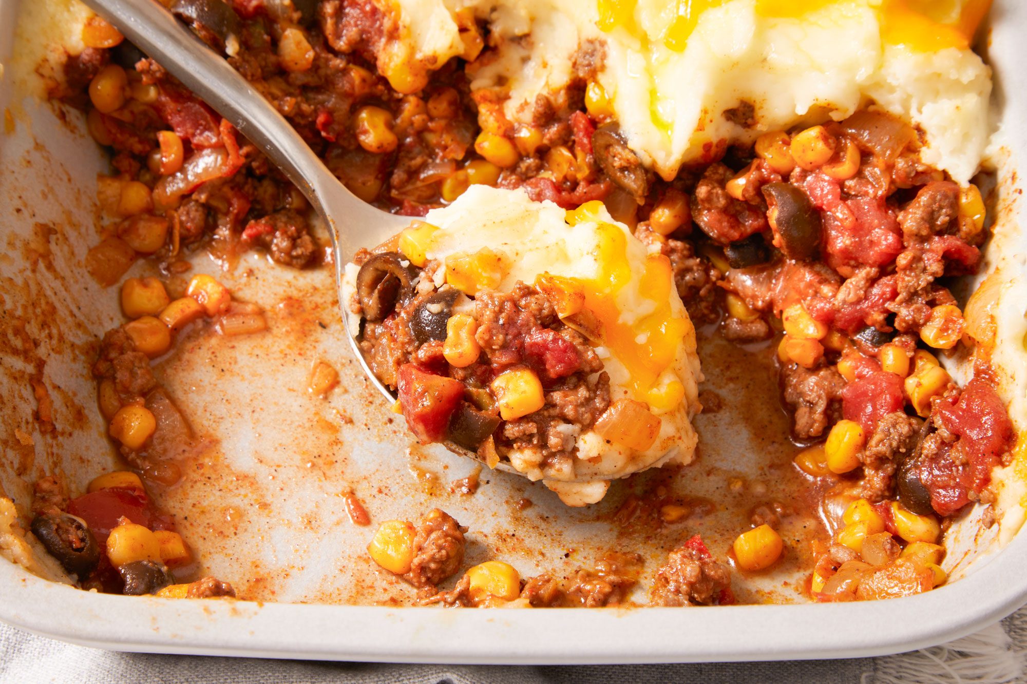 Close up shot of Spicy Shepherd's Pie