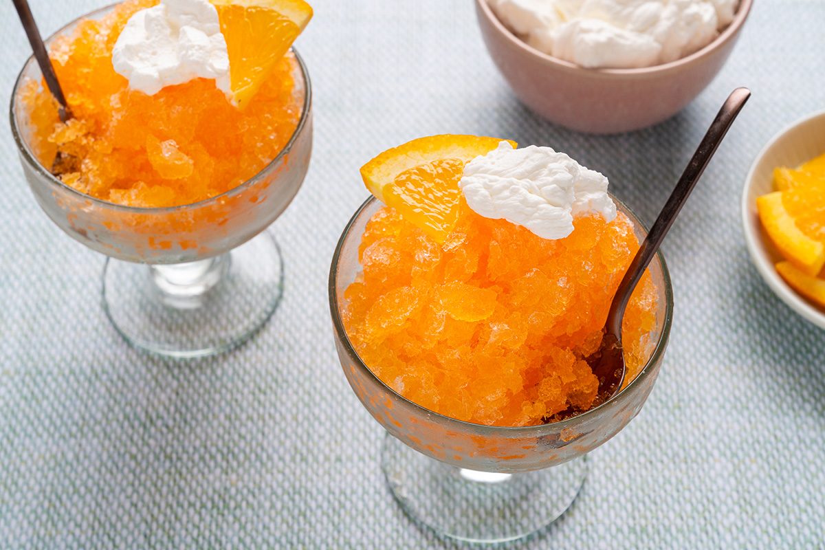 Orange Soda Granita with Whipped Cream on top