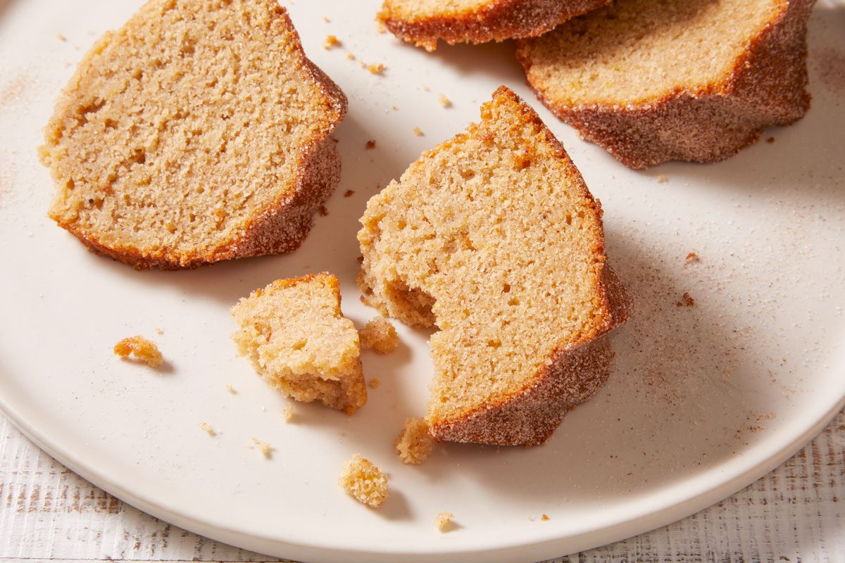 Close shot of Apple Cider Doughnut Cake;