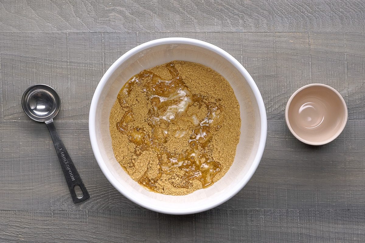 melted butter and graham cracker crumbs mixed together