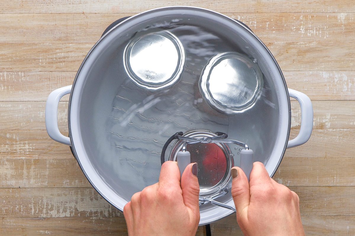 Placing the jars into a water-bath canner