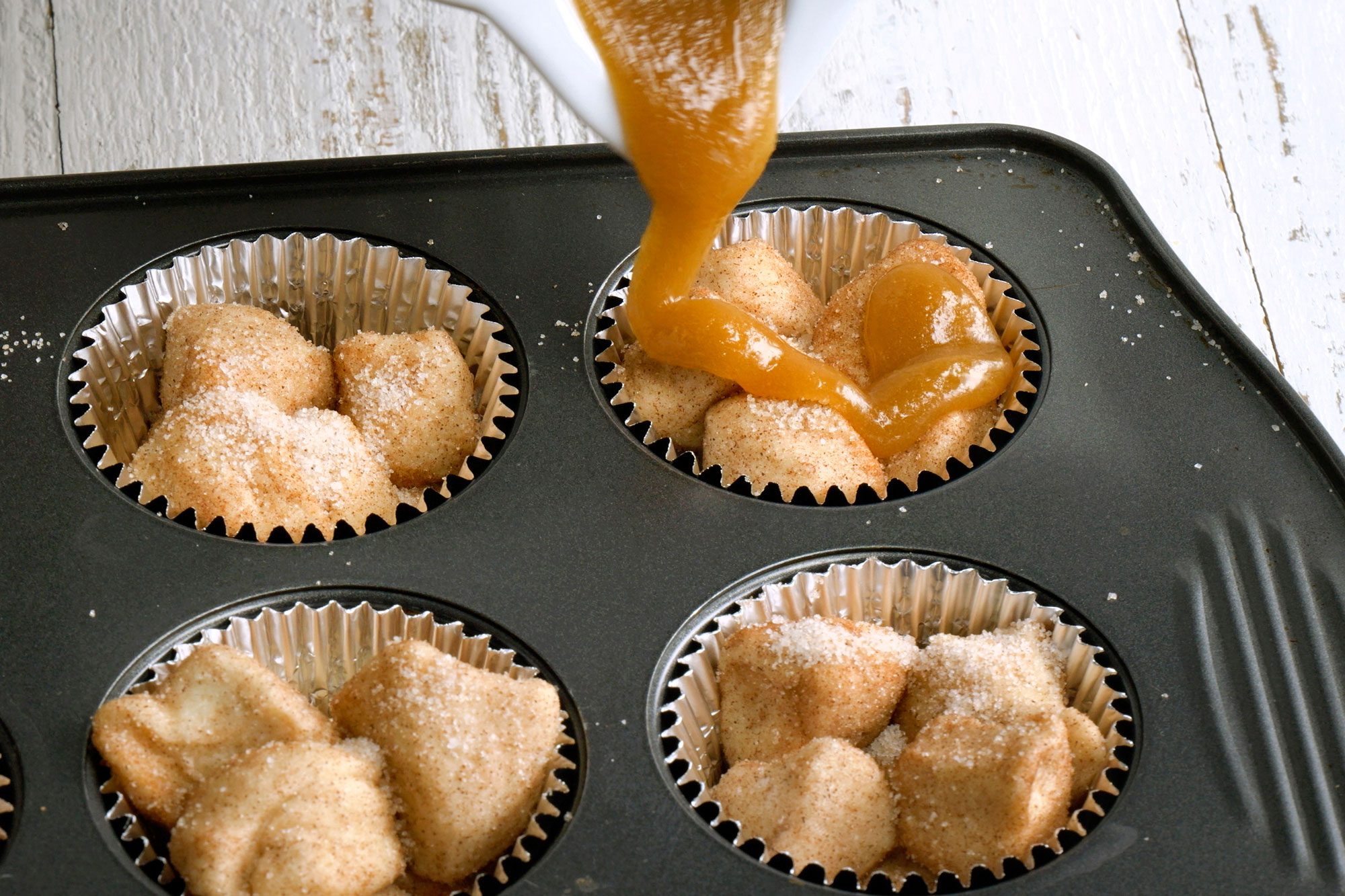 Pour over the top of the biscuts and bake