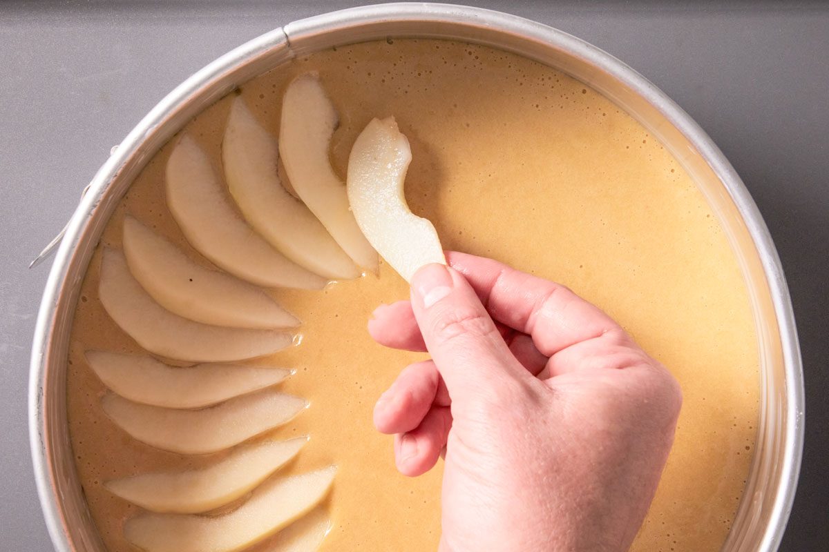 Arrange pears over top