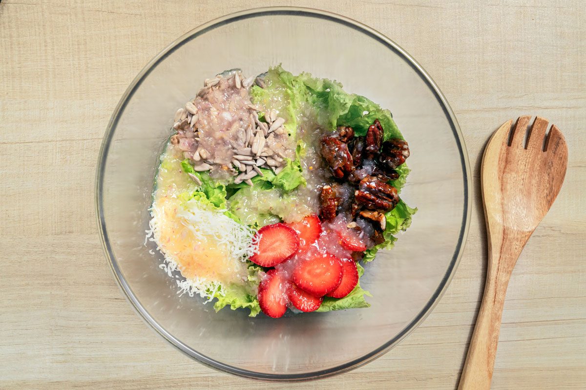 Drizzle with vinaigrette;