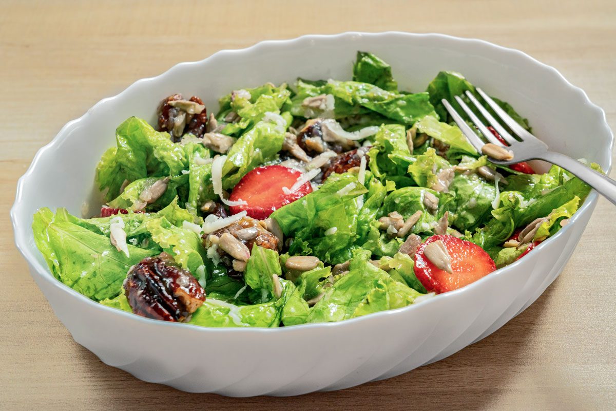 3/4 shot of Strawberry & Pecan Salad;