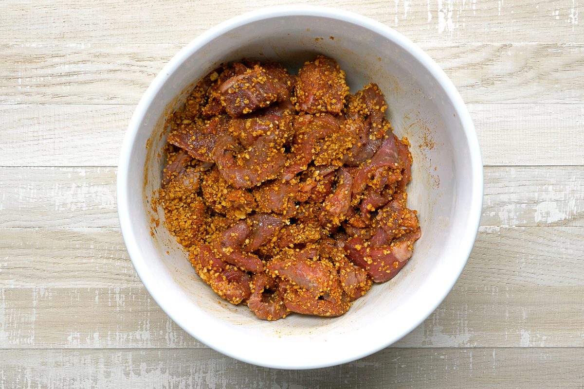 marinated beef in a bowl