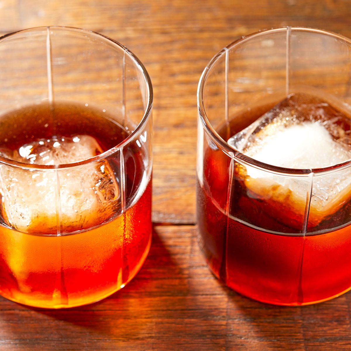 Drinks on wooden surface