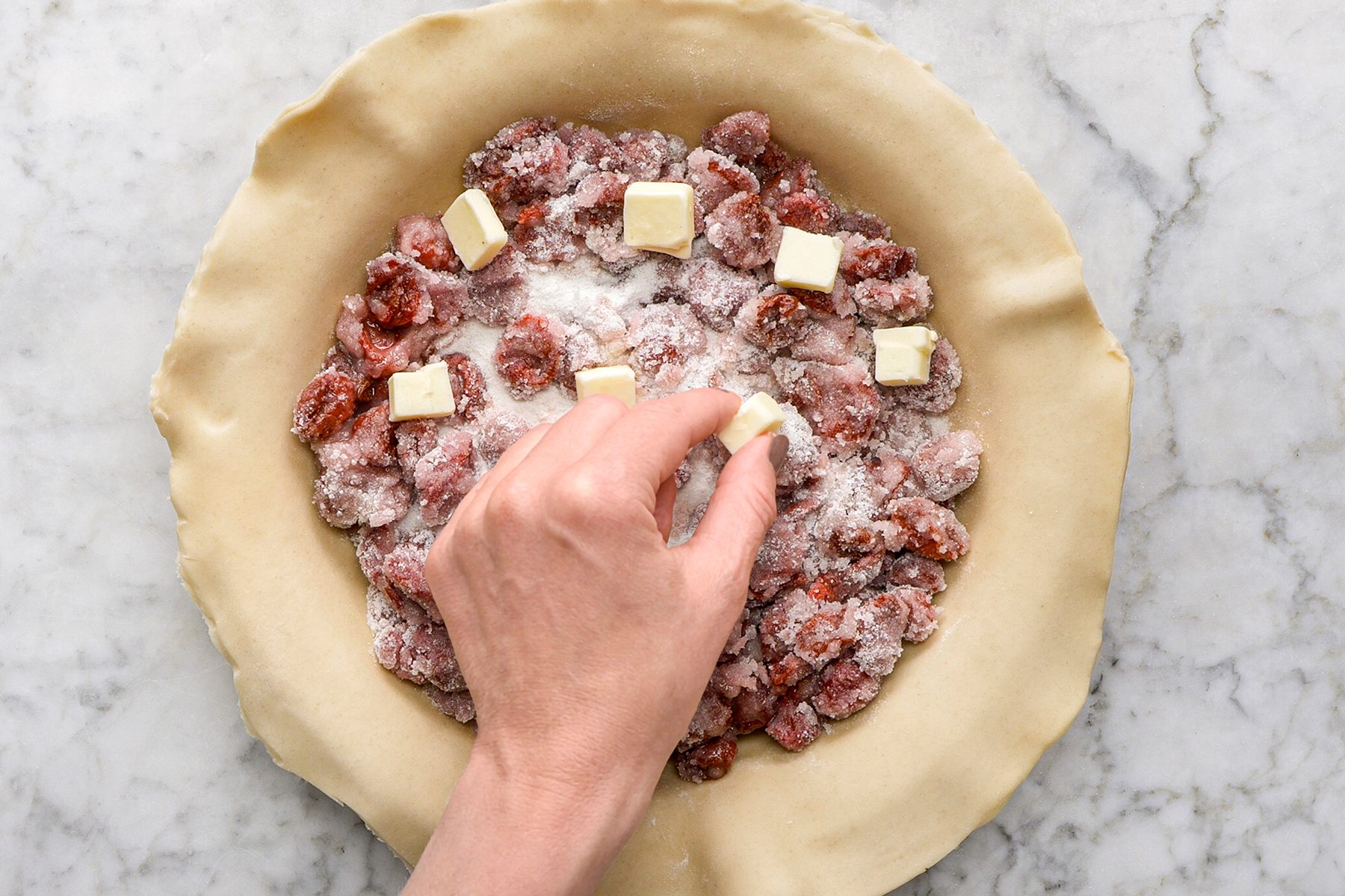 Add butter on top of cherry