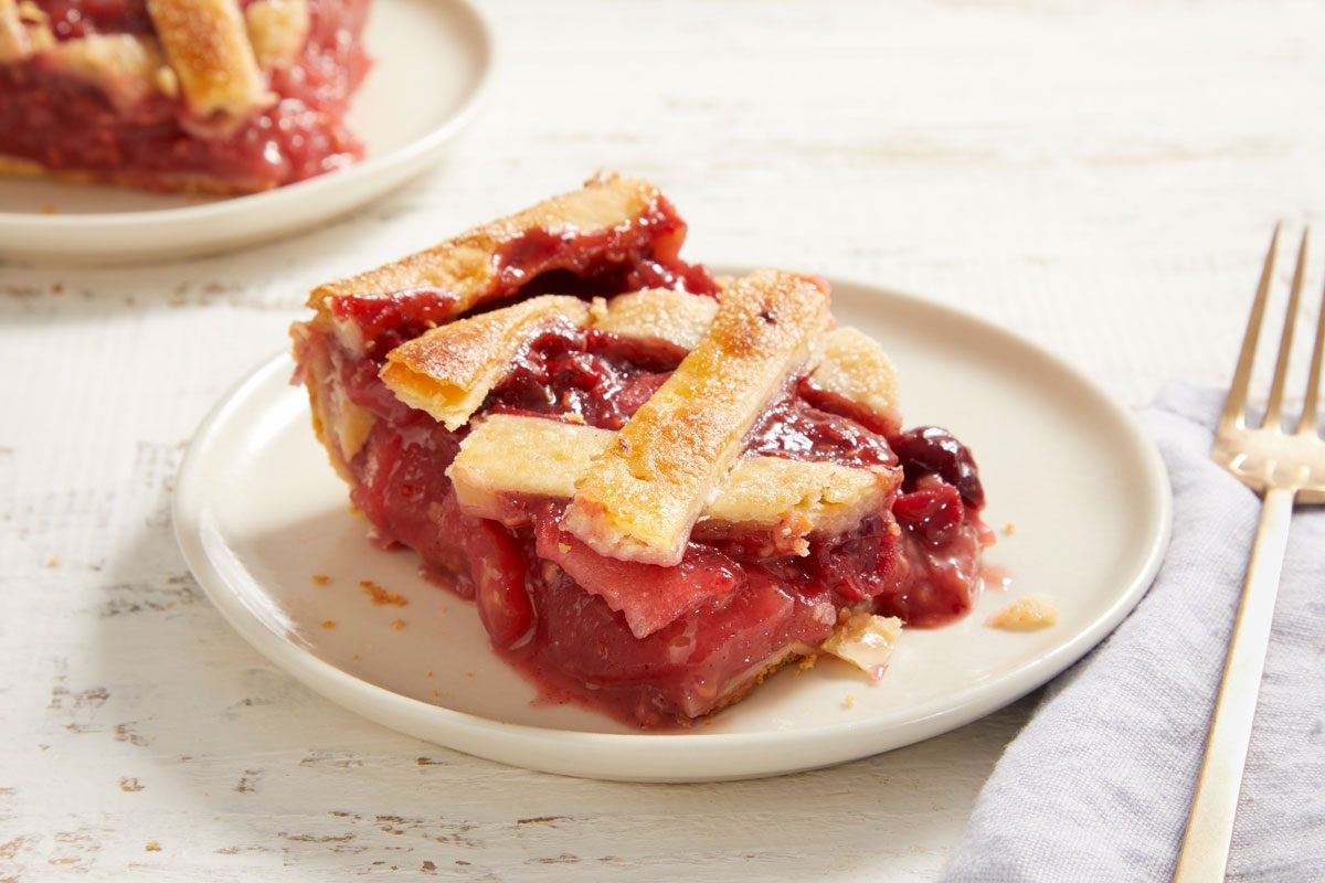 Close up shot of Apple Cranberry Slab Pie