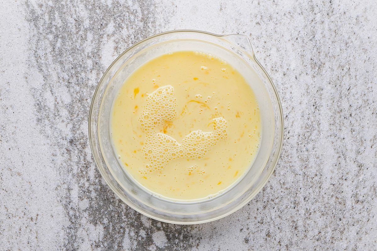 eggs and milk mixture in a bowl