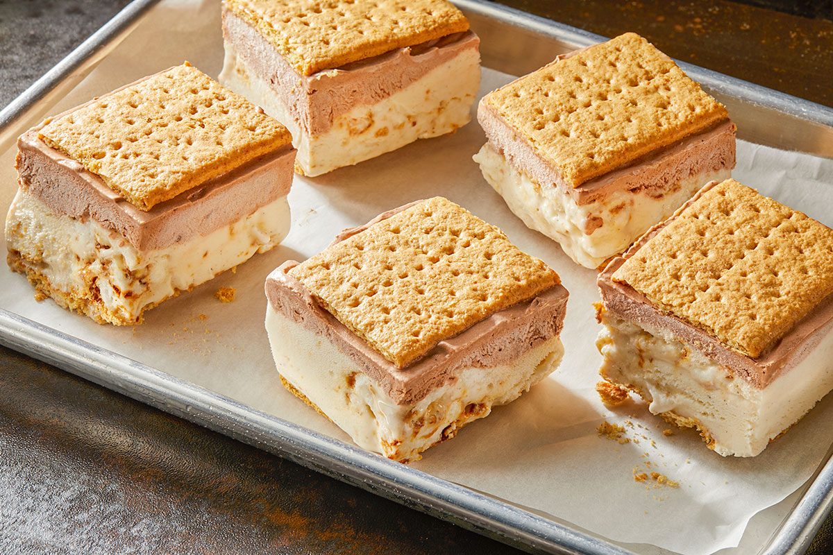 Frozen S'mores in a tray, ready to serve