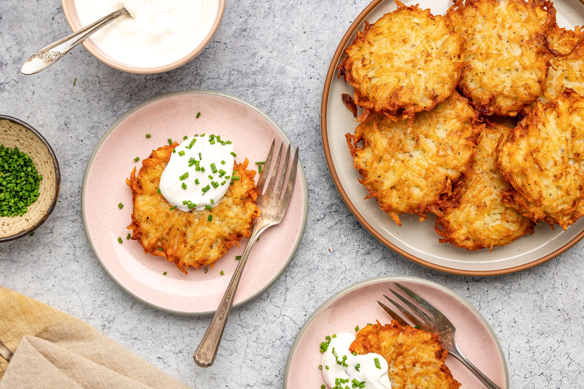 Overhead shot of Polish Potato Pancakes