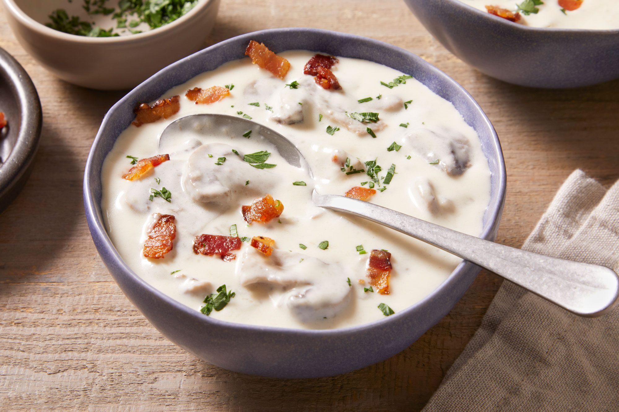 3/4 shot of Creamy Bacon Mushroom Soup