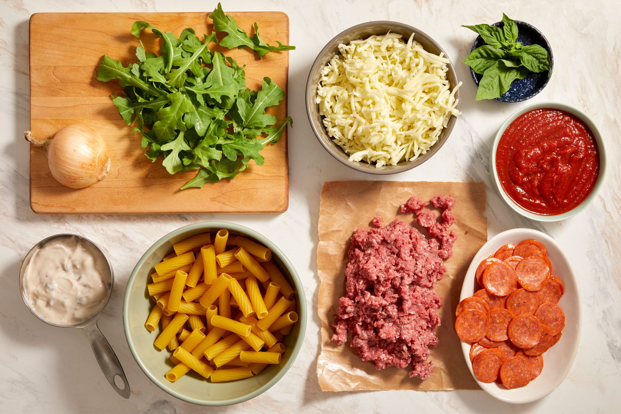 Overhead shot of ingredients on the counter