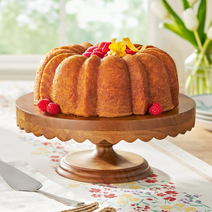 Scallop Acacia Wood Cake Stand