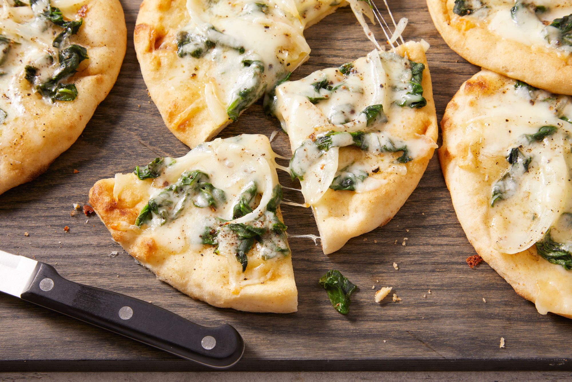 Close up shot of Spinach Flatbreads