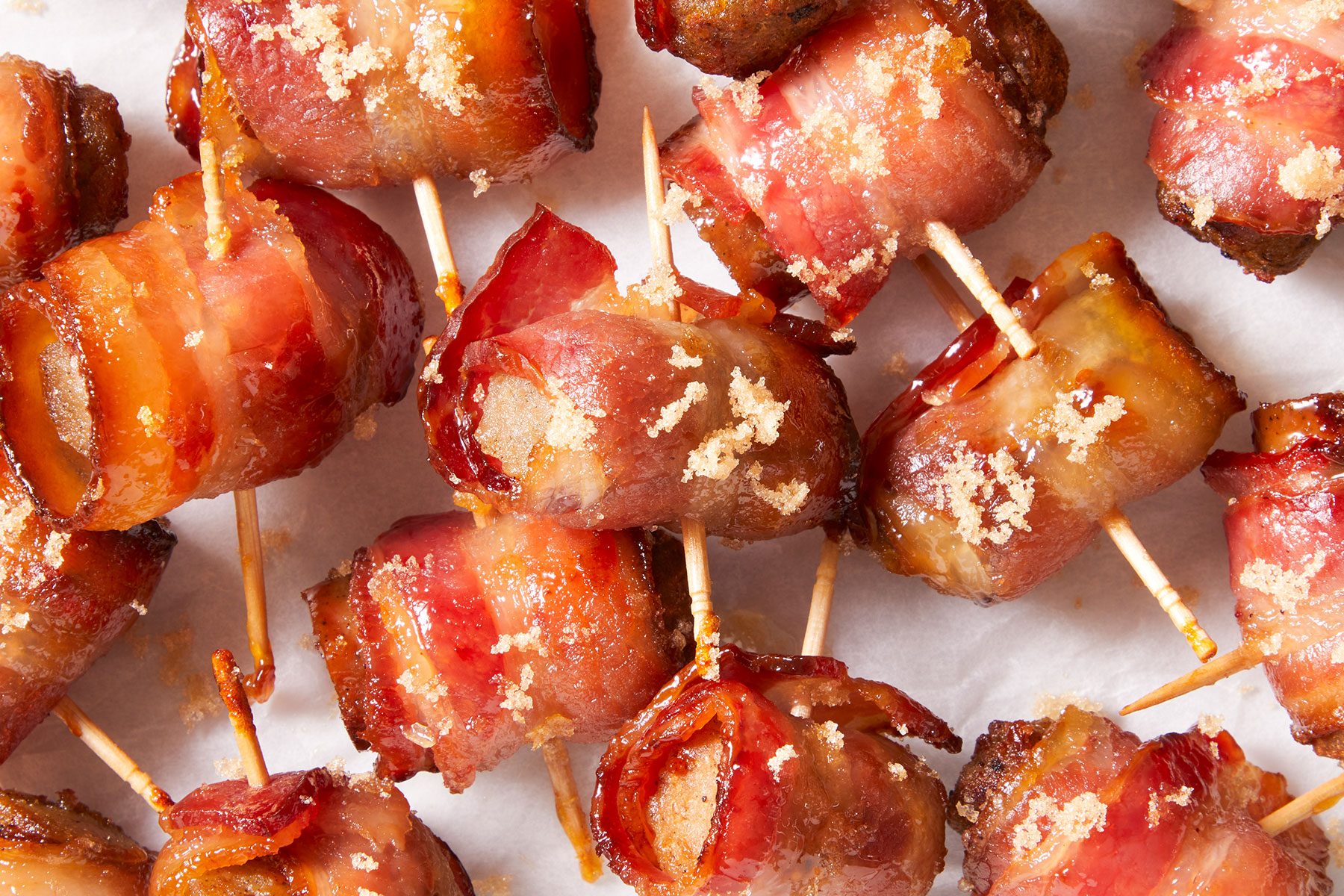 Bacon Wrapped Sausage Bites top view.
