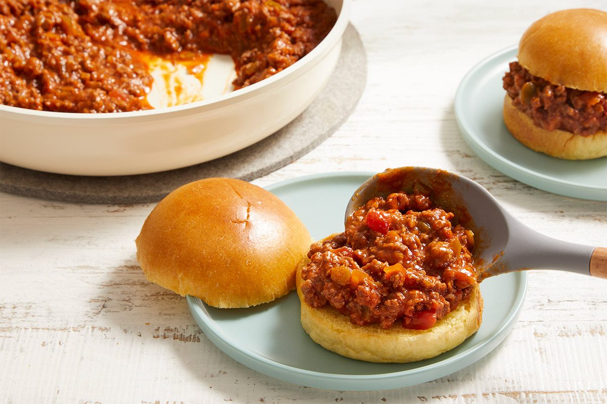 Serving Easy Salsa Sloppy Joes on buns; 3/4