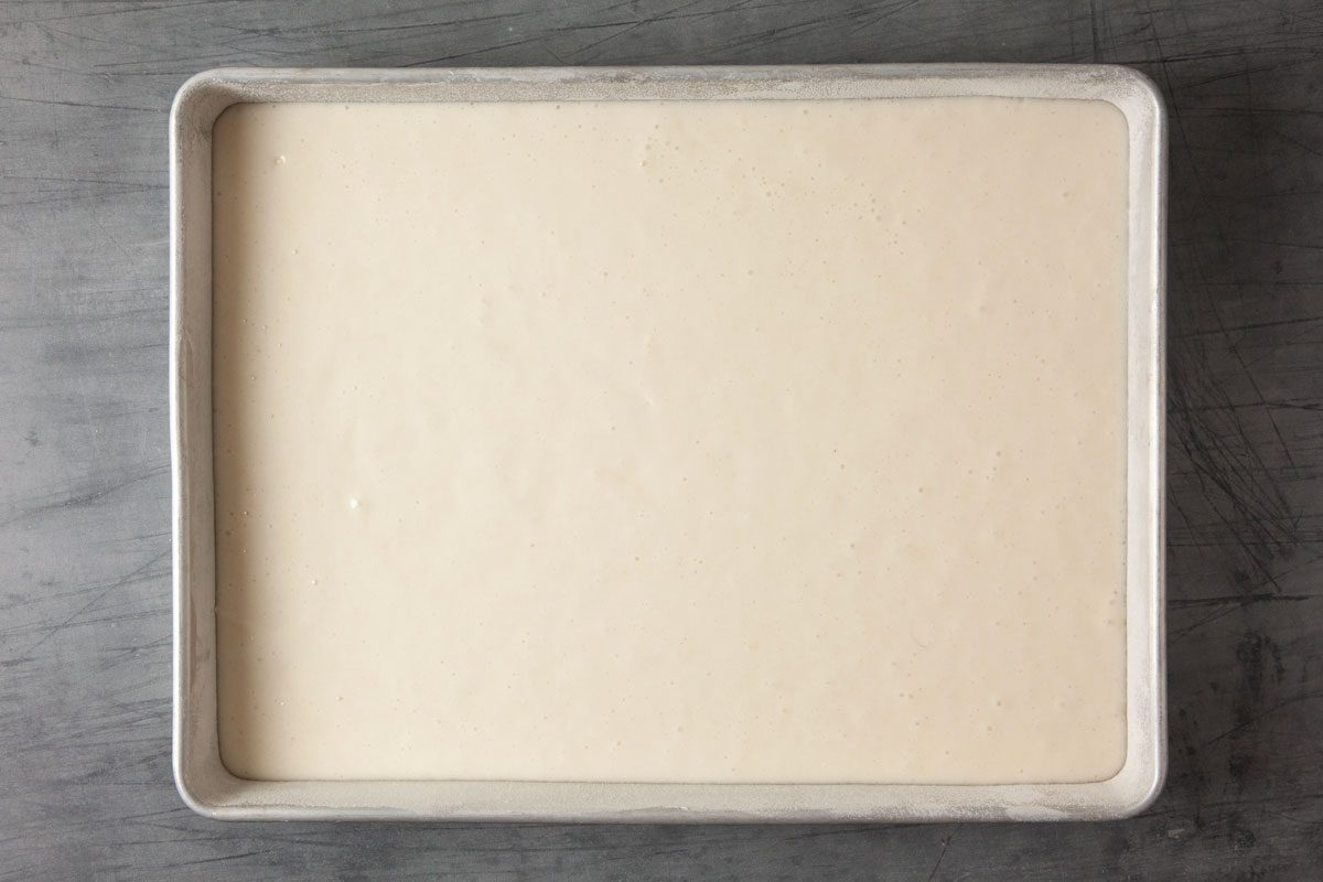 Cake Batter in large sheet pan