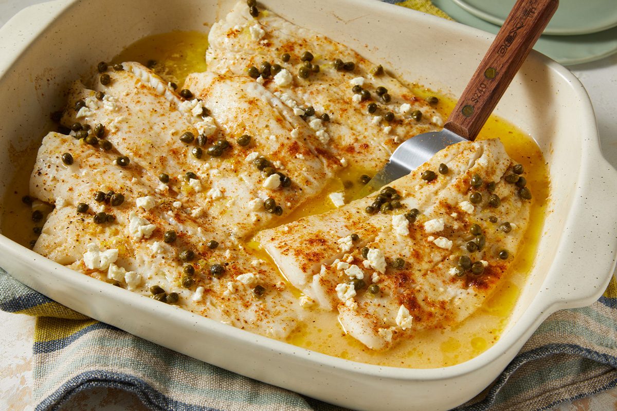 3/4 shot of Lemon-Caper Baked Cod