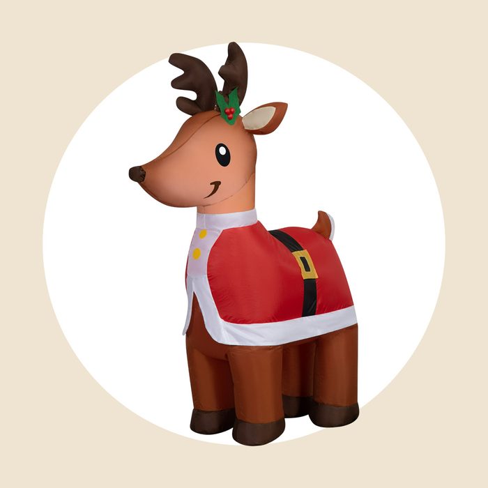 4 Ft Reindeer In Santa Suit Yard Inflatable Via Walmart.com
